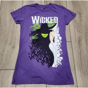 Wicked The Musical Kids XS Purple Graphic T-Shirt Elphaba Glinda Broadway Tee